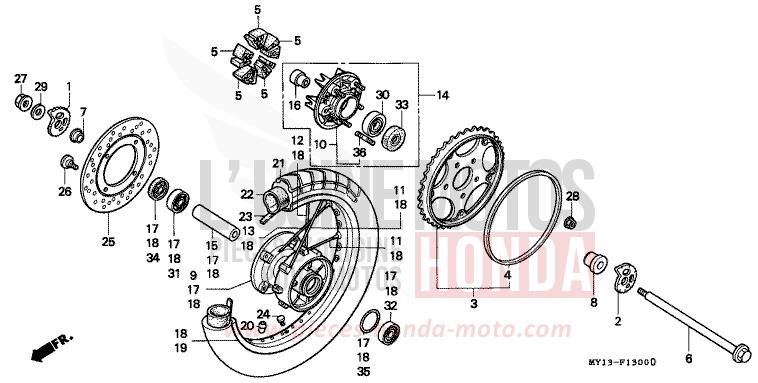 REAR WHEEL for Africa Twin 750 SPACE BLUE (PB136I) from 1994